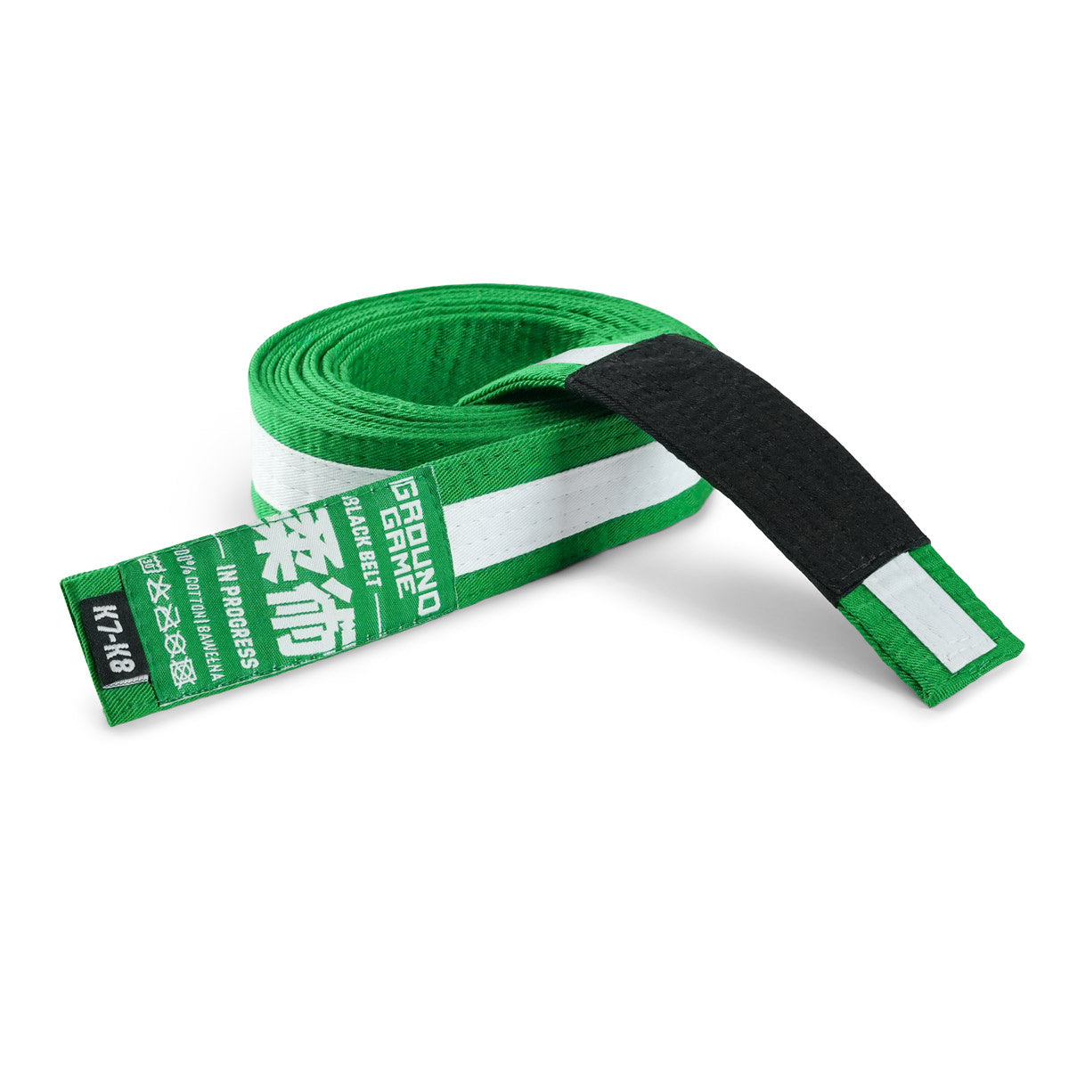 Dětský pás na BJJ (zelený s bílým pruhem)