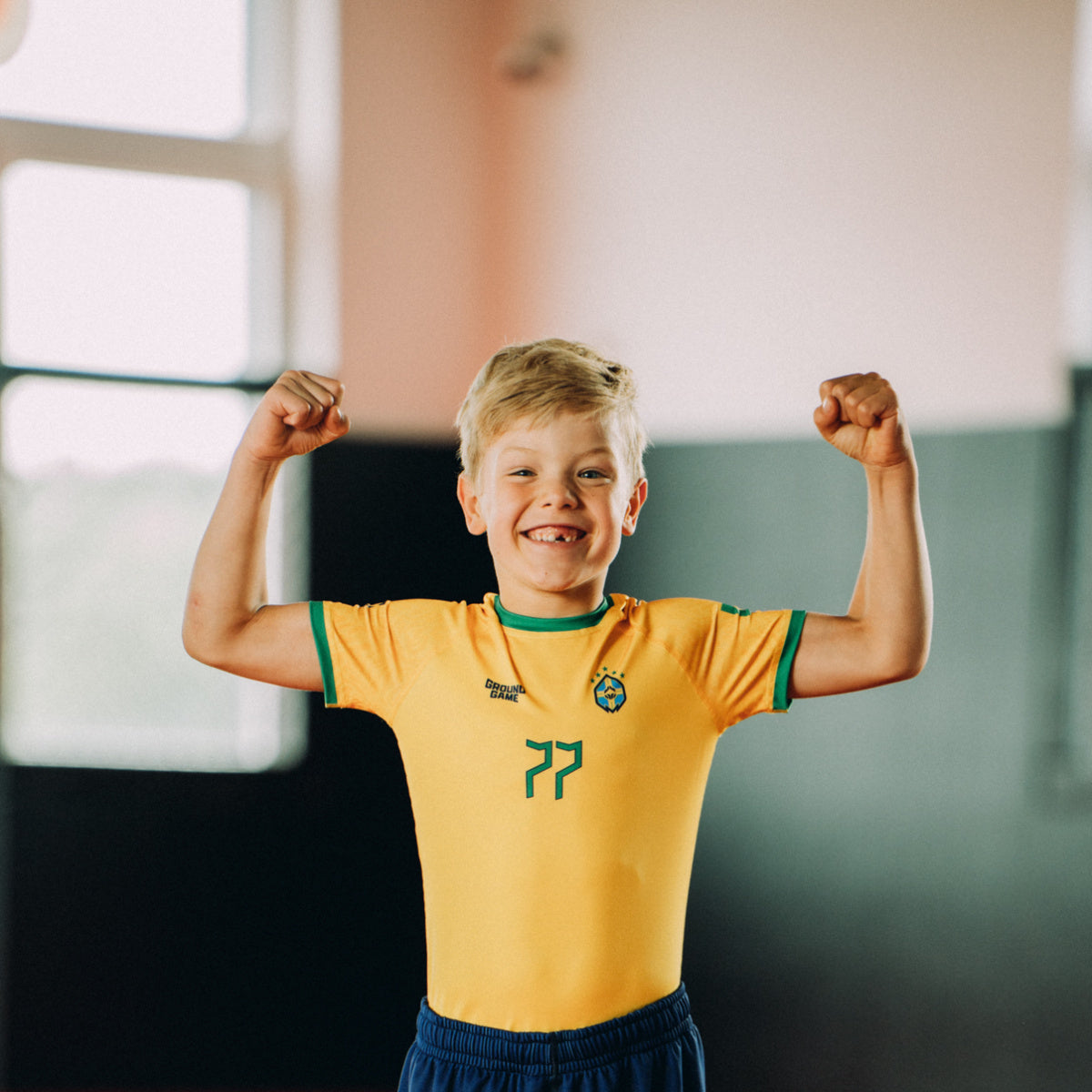 Dětský rashguard Brazil Football s krátkým rukávem