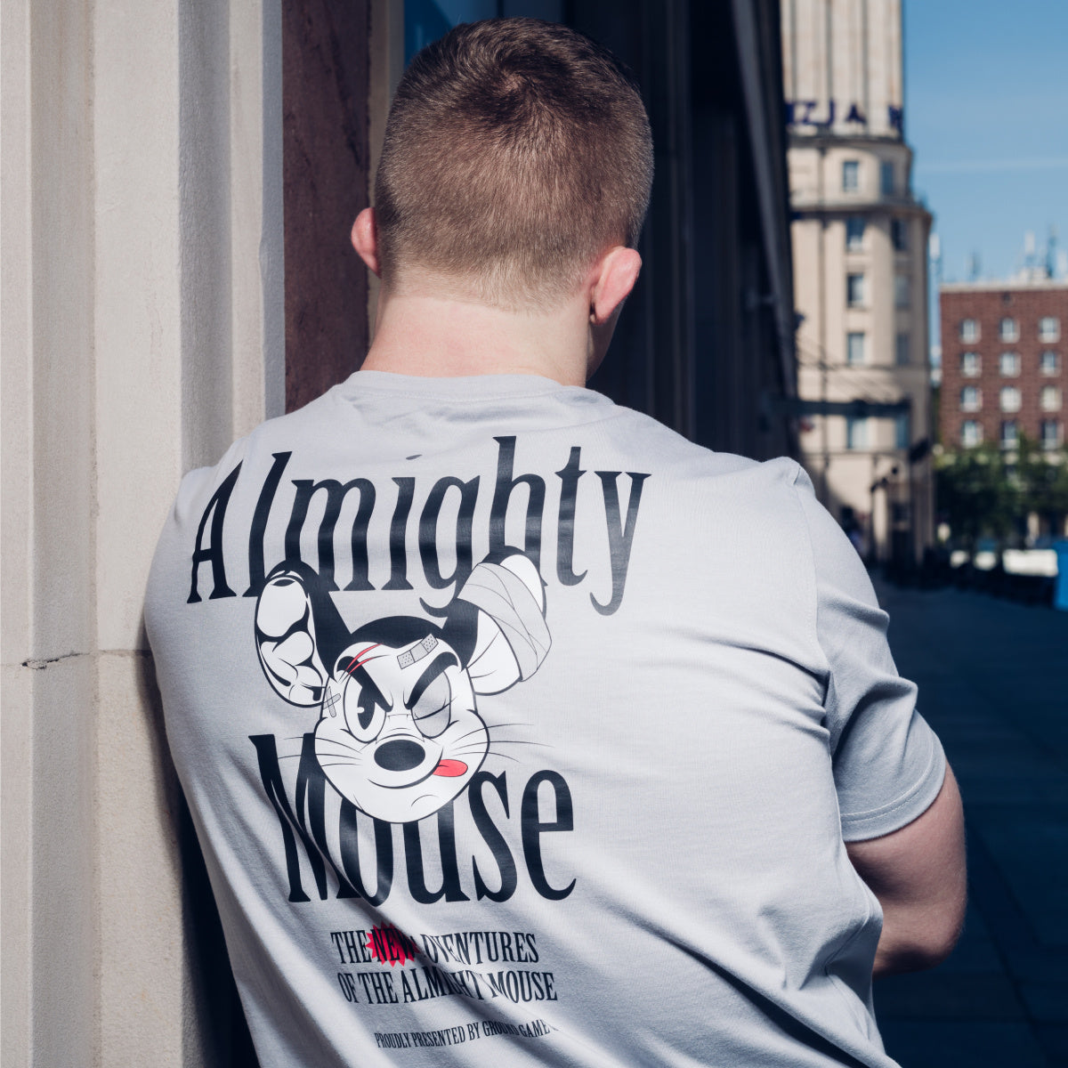 Oversize tričko Almighty Mouse (modrošedé)
