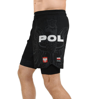 Tréninkové šortky 2 v 1 Polsko 3.0 (Černé)