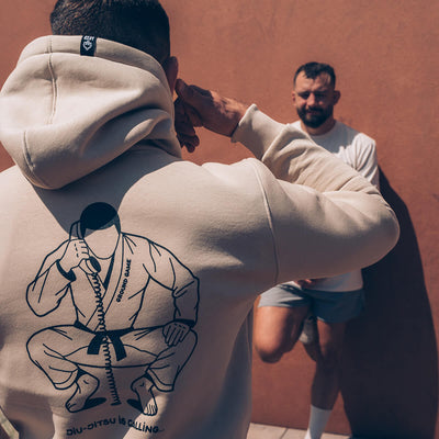 Mikina s kapucí Jiu-Jitsu is Calling x Noize (béžová)
