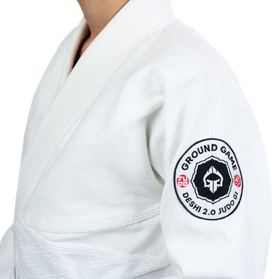 GI kimono na judo pro děti Deshi 2.0 (bílé) + pás ZDARMA