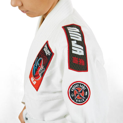 Dětské GI na BJJ Ninja (bílé) + pásek ZDARMA