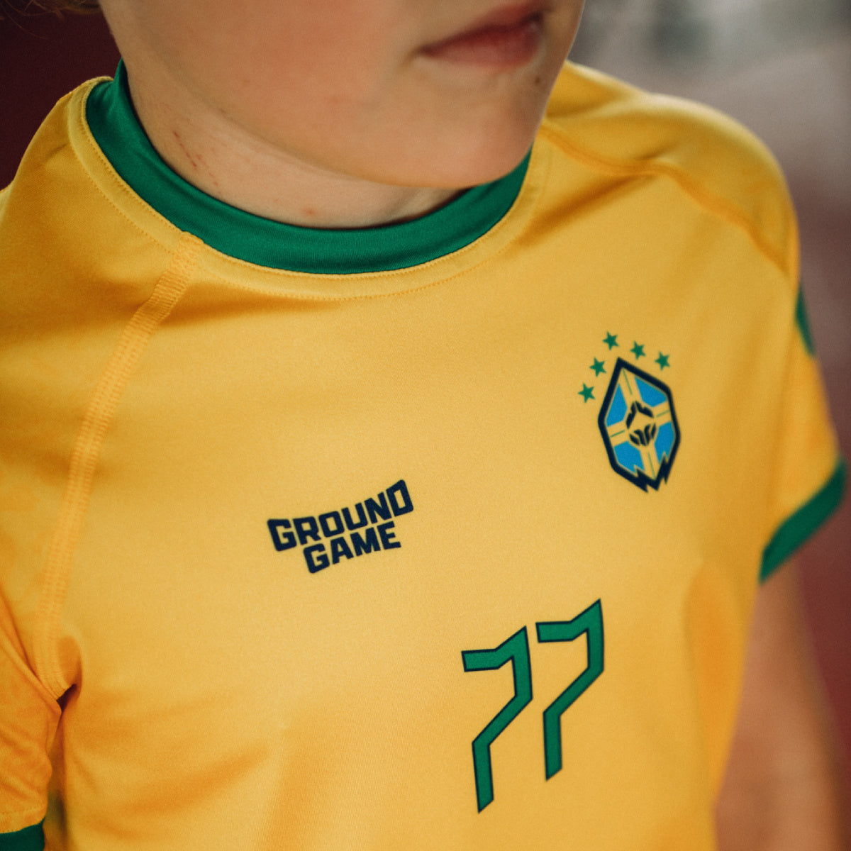 Dětský rashguard Brazil Football s krátkým rukávem