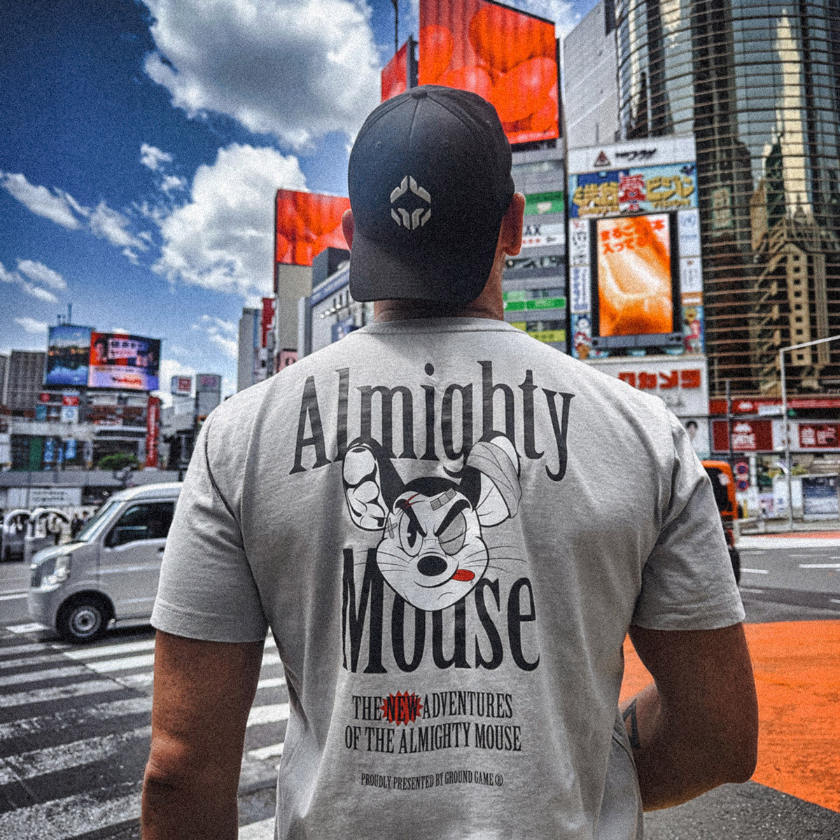 Oversize tričko Almighty Mouse (modrošedé)