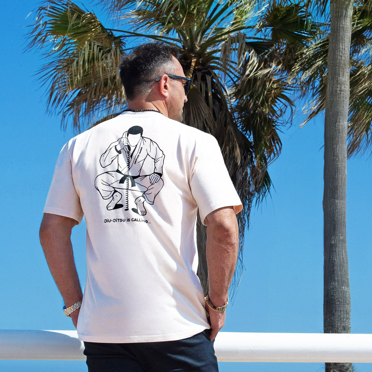 Oversize tričko Jiu-Jitsu is Calling x Noize (béžové)