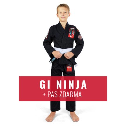 Dětské kimono Gi BJJ Ninja Ground Game + pásek ZDARMA černá