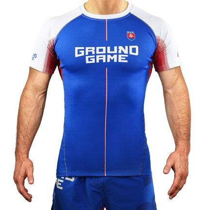 Rashguard Slovensko krátky rukáv Ground Game modrá