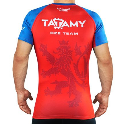 Pánský rashguard Tatamy Česko krátky rukáv Ground Game červená