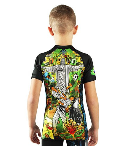 Dětský rashguard krátký rukáv Brasil Kids Ground Game negru