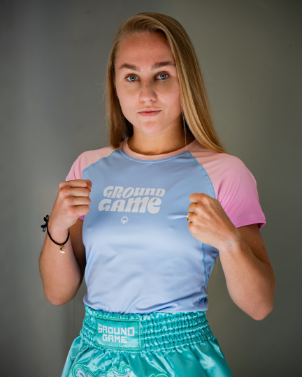 Dámský rashguard Athletic Light Blue krátký rukáv Ground Game