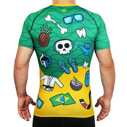 Rashguard krátký rukáv Copacabana Ground Game zelená / žlutá